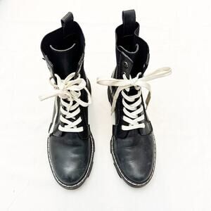Rag & Bone Shiloh Black Combat Boot White Laces Size 37.5 MINT